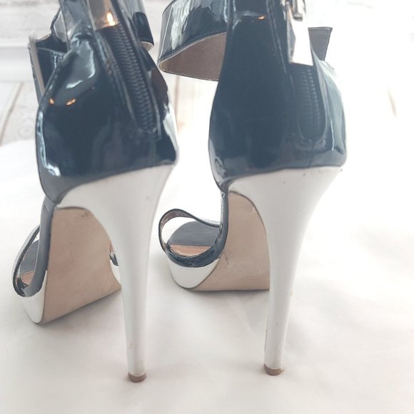 Milano Womens Black Leather Open Toe Stiletto Heel Ankle Strap Sandals Size 8 - Picture 5 of 13